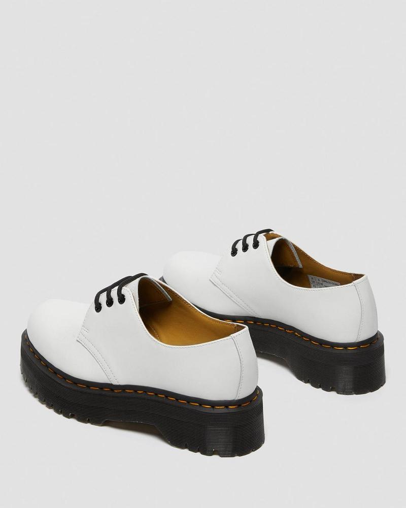 White Women's Dr Martens 1461 Smooth Leather Platform Shoes | CA 389FDN